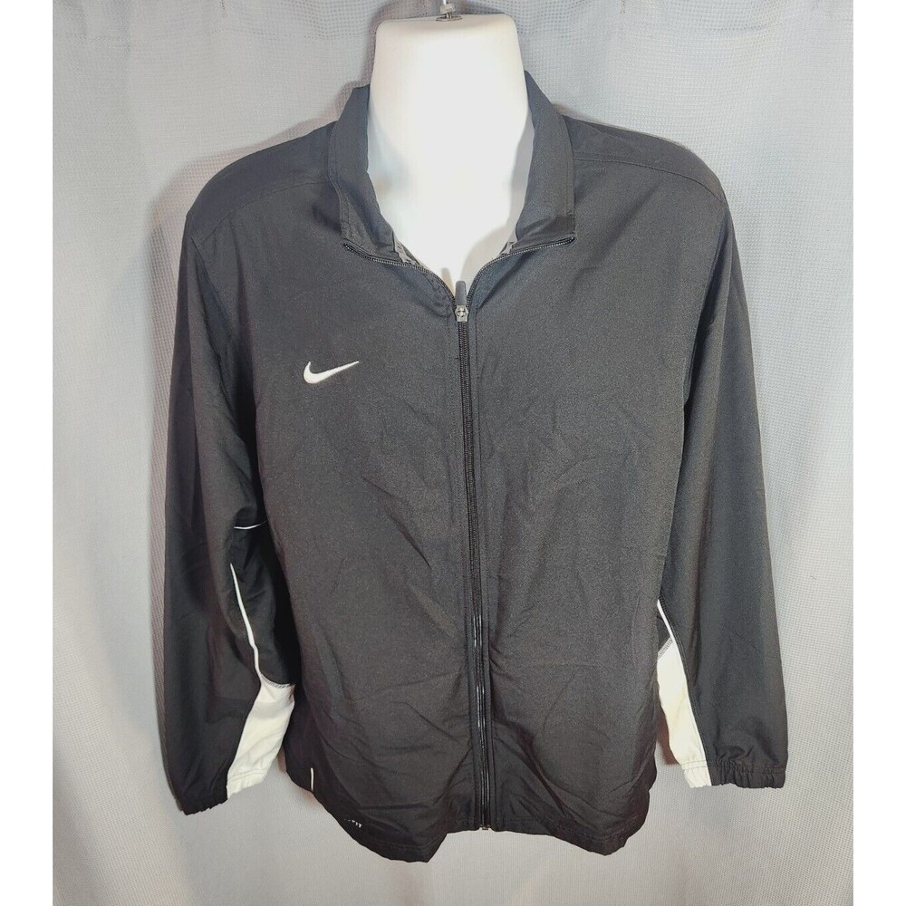 Nike Jacket Mens Large Full Zip Up Black Track Dri Fit Athletic‎ Adult